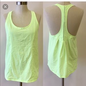 Lululemon Neon Green/Yellow Pleated Back Tank